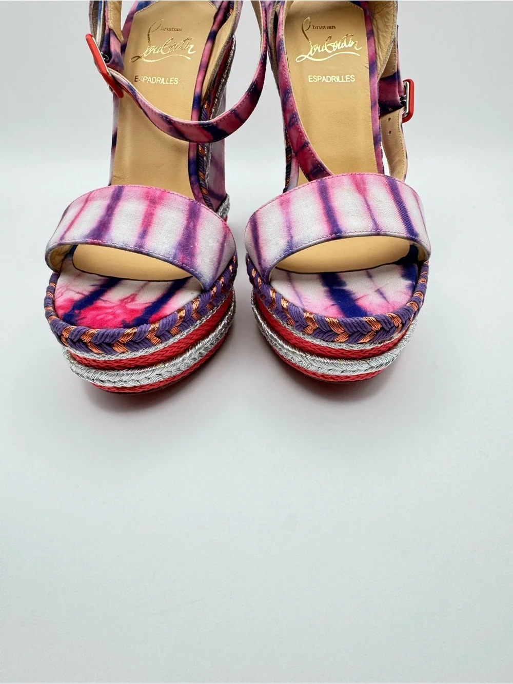 Christian Louboutin Cataclou Duplice Bambola Print Espadrille Wedges 37